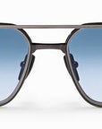 AKONI - "ATLANTIS" Sunglasses in Brushed Black Frames w/Crystal Grey Accents and Dusty Blue Gradient Lenses