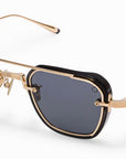 AKONI - "JURA" in 12k Gold Frames with Crystal Black accents and Dark Grey Lenses