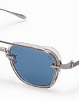 AKONI - "JURA" Sunglasses in Silver and Crystal Grey with Dusty Blue Lenses