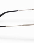 AKONI - "ECHO" Sunglasses in Brushed Silver w/Black Enamel and Dusty Blue Gradient Lenses