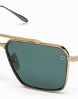 AKONI - "TELESTO" in Brushed 12k Gold Frames and Deep Emerald Green Lenses