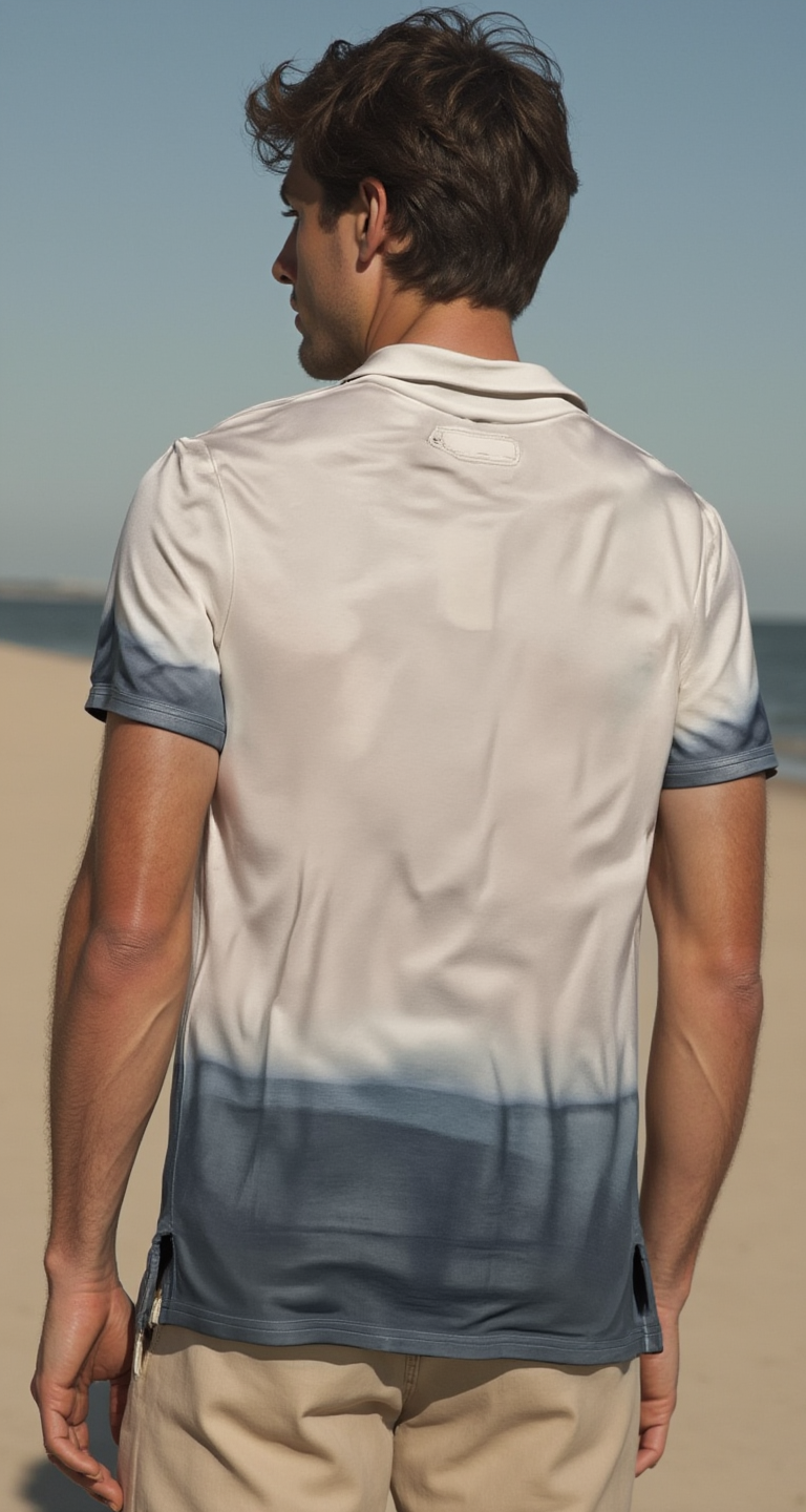 Cowboys & Demons - "POINT” Hand Dyed Polo Shirt in Gradient Blue