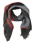 C’N’C Costume National - “STRIATO” Grey and Red Foulard Scarf