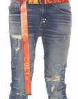 CULT of INDIVIDUALITY - "CULT" Canvas Long Belt in Orange