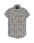 Plaid short-sleeve shirt on a white background