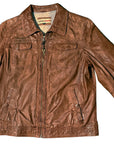 COWBOYS & DEMONS- "WHISKEY" Brown Leather Jacket with Diamond Vintage Key Pull