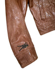 COWBOYS & DEMONS- "WHISKEY" Brown Leather Jacket with Diamond Vintage Key Pull