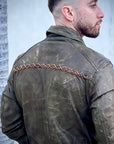 COWBOYS & DEMONS - "TWISTED" Leather Jacket in Vintage Green