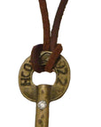 COWBOYS & DEMONS- "WHISKEY" Brown Leather Jacket with Diamond Vintage Key Pull