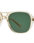 Garrett Leight - "DOC" Sunglasses with Champagne Frames and Semi-Flat Emerald Lenses