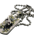 DOUBLE CROSS by Travis Walker - "BREAK OUT SKULL" Dog Tag in 18K Gold and Garnets