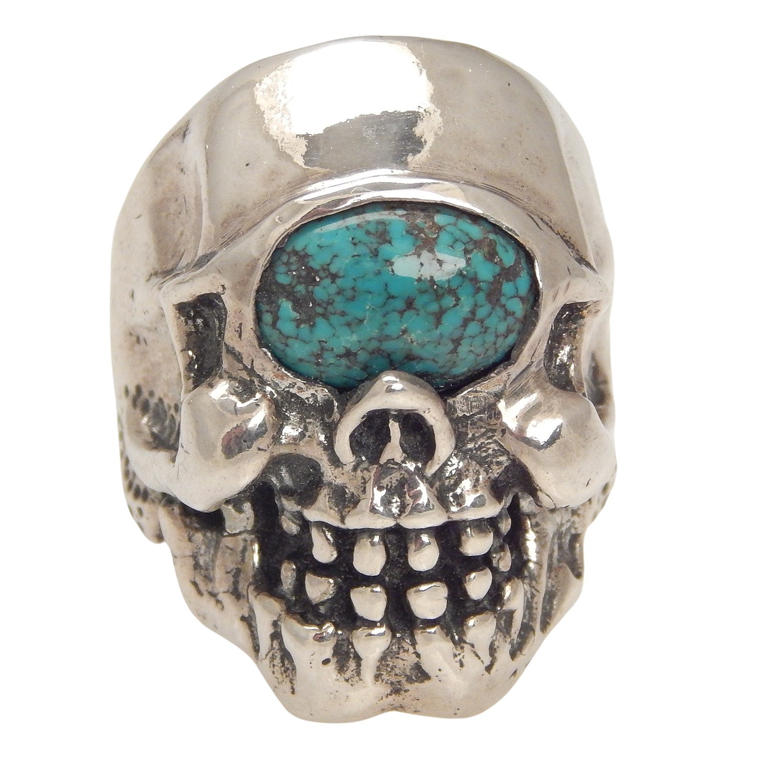 DOUBLE CROSS by Travis Walker - &quot;ARGES CYCLOPS&quot; Skull Ring with Turquoise