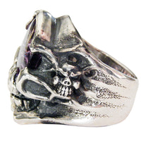 DOUBLE CROSS by Travis Walker - "CYCLOPS" Skull Ring with Amethyst