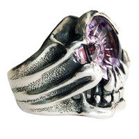 DOUBLE CROSS by Travis Walker - "CYCLOPS" Skull Ring with Amethyst
