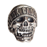 DOUBLE CROSS by Travis Walker - "FUCK CANCER" Rocker Skull Ring
