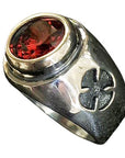 DOUBLE CROSS by Travis Walker - "POPE RING" with Brilliant RED CZ