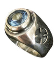 DOUBLE CROSS by Travis Walker - "POPE RING" with Blue Alexandrite CZ Stone