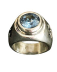 DOUBLE CROSS by Travis Walker - "POPE RING" with Blue Alexandrite CZ Stone