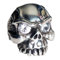 DOUBLE CROSS by Travis Walker - "TOOTHLESS SKULL" Ring with Large CZs