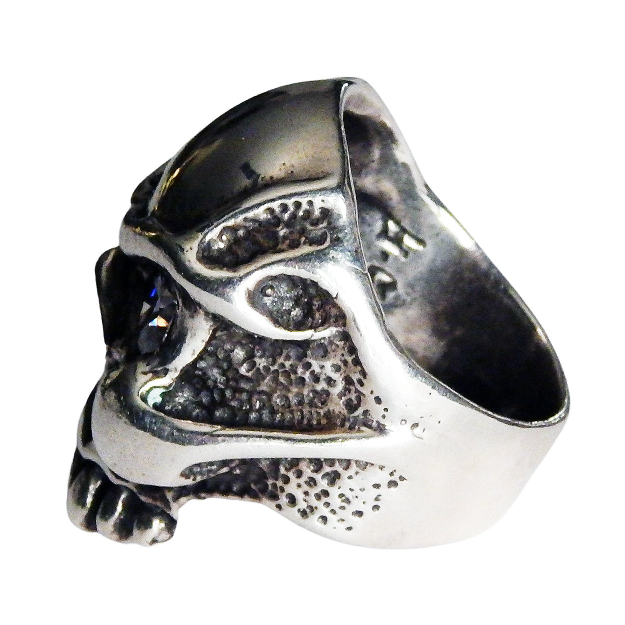 DOUBLE CROSS by Travis Walker - &quot;TOOTHLESS SKULL&quot; Ring with Large CZs
