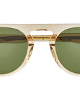 Garrett Leight - "HARDING" Sunglasses with Brew Crystal Frames with Semi-Flat Pure Green Lenses