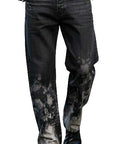 John Richmond - "MALOPO" Woven Wide Leg Black Pants, Shine and Fade Details