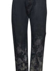 John Richmond - "MALOPO" Woven Wide Leg Black Pants, Shine and Fade Details
