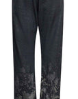 John Richmond - "MALOPO" Woven Wide Leg Black Pants, Shine and Fade Details