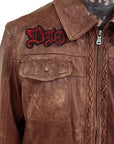 COWBOYS & DEMONS- "WHISKEY" Brown Leather Jacket