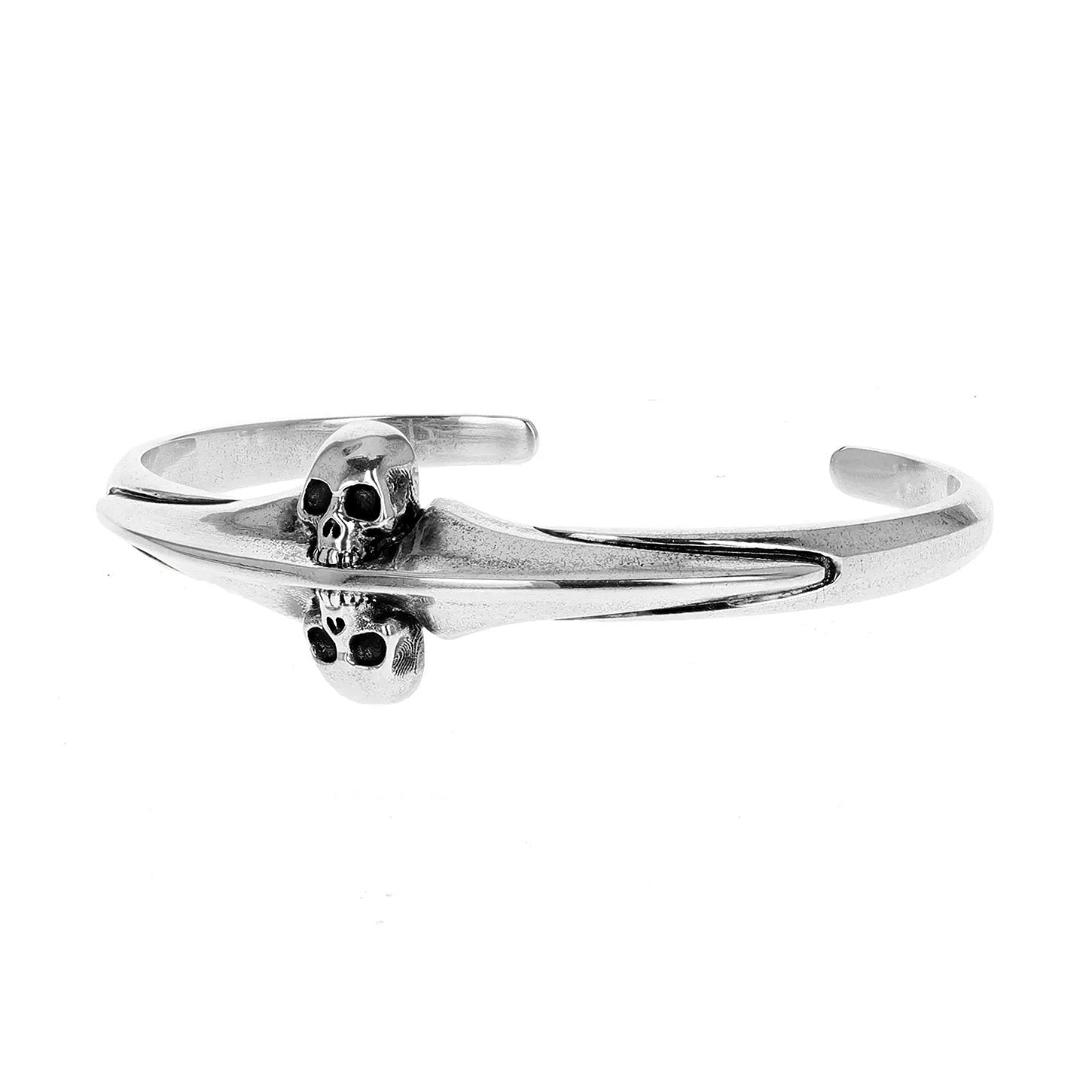 KING BABY - &quot;DOUBLE SKULL&quot; Cuff in Sterling Silver