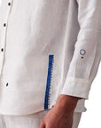 LIVE LINEN - "ATTICUS" Embroidered Linen Shirt in Angora White