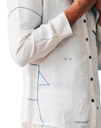 LIVE LINEN - "ATTICUS" Embroidered Linen Shirt in Angora White
