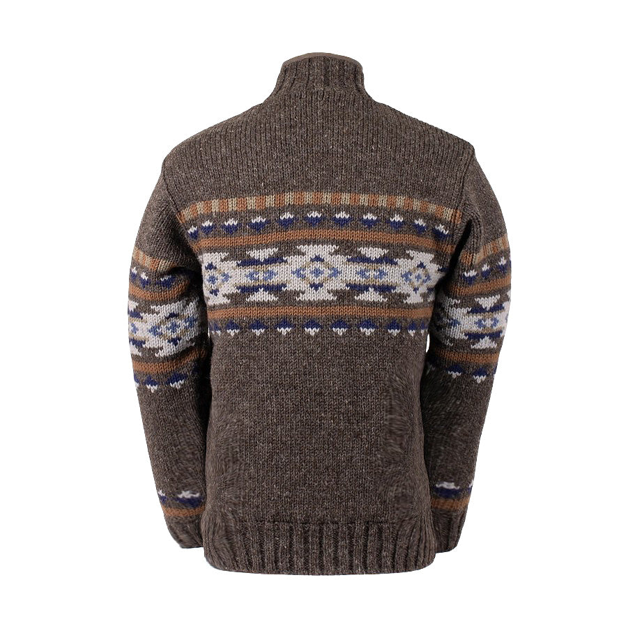 LOST HORIZONS - "AUSTIN" Wool Sweater with Fleece Lining in Dark Natural
