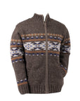 LOST HORIZONS - "AUSTIN" Wool Sweater with Fleece Lining in Dark Natural