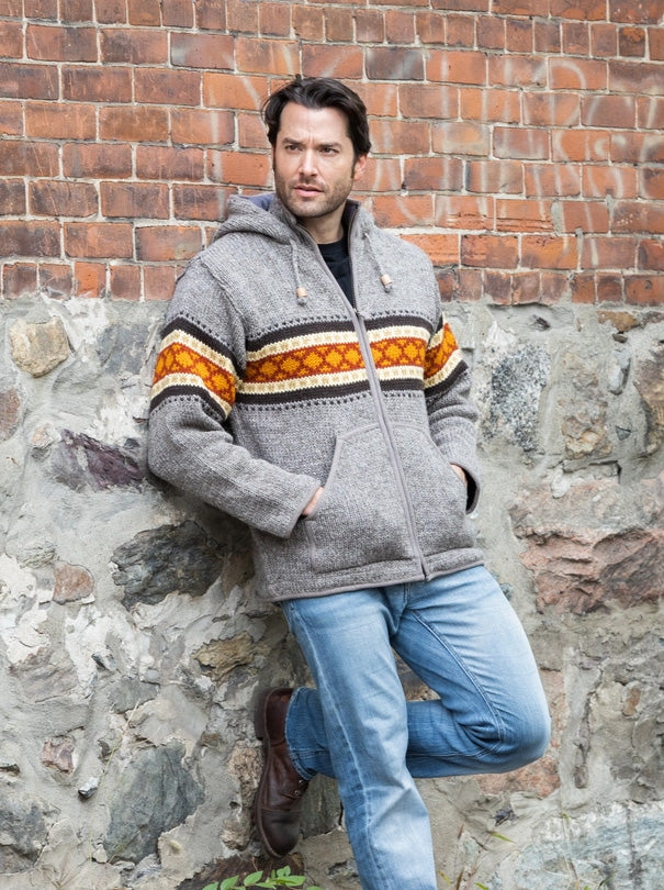 LOST HORIZONS - "WAYNE" Hooded Wool Sweater with Fleece Lining