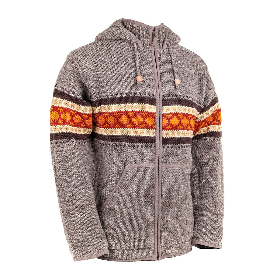 LOST HORIZONS - "WAYNE" Hooded Wool Sweater with Fleece Lining