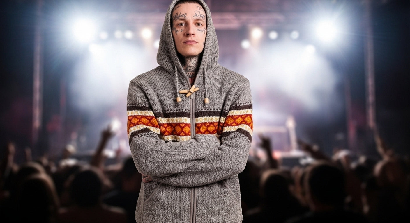 LOST HORIZONS - "WAYNE" Hooded Wool Sweater with Fleece Lining