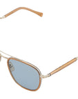 Mr. Leight - "PRICE S" 12K White Gold Accents in Topaz with Pure Blue Lenses