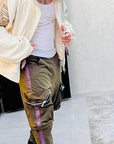 Men's OBELISK - "AURORA LINE" Cargo Pants in Khaki
