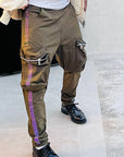 Men's OBELISK - "AURORA LINE" Cargo Pants in Khaki