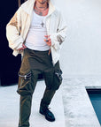 Men's OBELISK - "AURORA LINE" Cargo Pants in Khaki