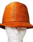 OBELISK - "HIROO" Leather Bucket Hat in Camel