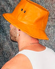 OBELISK - "HIROO" Leather Bucket Hat in Camel