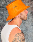 OBELISK - "HIROO" Leather Bucket Hat in Camel