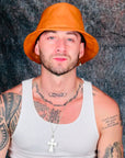 OBELISK - "HIROO" Leather Bucket Hat in Camel