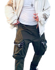 OBELISK - "SLASHED FEATHER" Cotton Jacket in Oatmeal