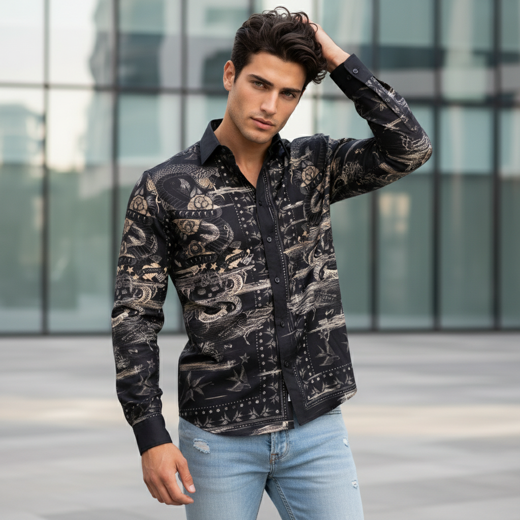 JOHN RICHMOND ブラック長袖シャツ Men's John Richmond - 