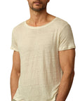 ROAD to NOWHERE - "FISCHER" Linen Boatneck Tee in Stone