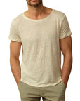 ROAD to NOWHERE - "FISCHER" Linen Boatneck Tee in Stone