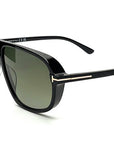 Tom Ford - "GUILLAUME" Aviator Sunglasses in Shiny Black Frames with Green Gradient Lenses